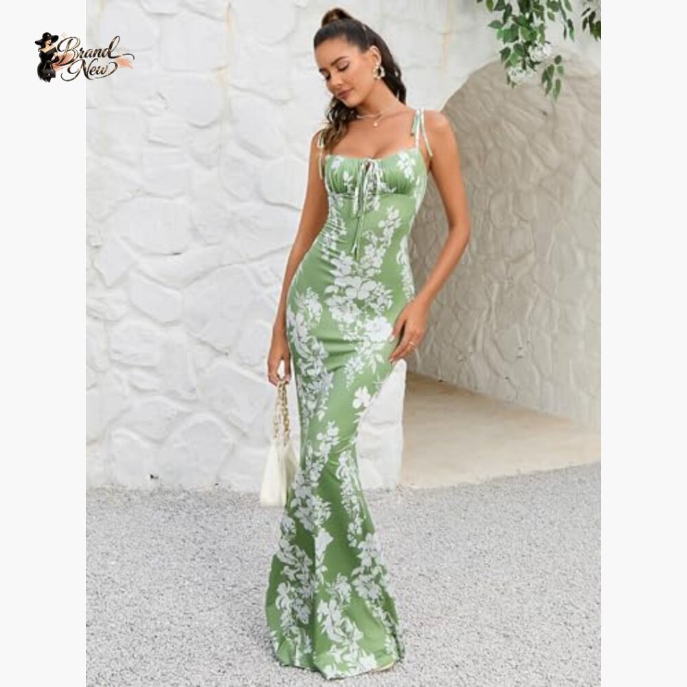 Polyester Elastane Bodycon Maxi Dress Spaghetti S… - image 4